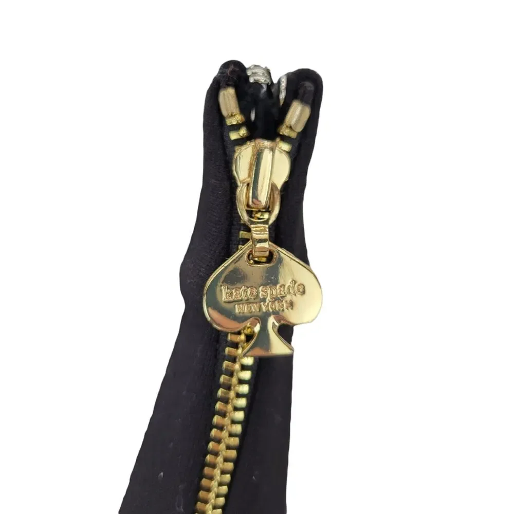 Kate Spade Women's Stretch‎ Cropped Black Dress Pants Size 4 Gold Logo Zipper